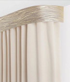 Потолочный трехрядный карниз с багетной планкой и поворотными элементами Эдельвейс 3,0 м золотистый трюфель