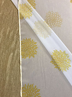 Комплект штор для кухни Хлоя 300*180 см золото с вуаль-печатью золото КШ_Хлоя9147